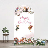 Lofaris Fairy Floral Wonderland Happy Birthday Arch Backdrop
